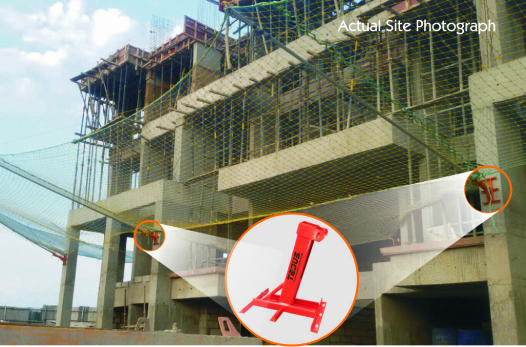Safety Net clamp on construction site.